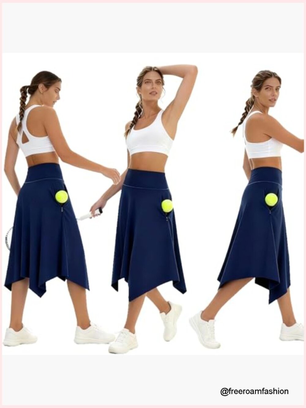 Knee Length Skort with Pockets, High Waisted Tennis Golf Skirt, Athletic Skirt - Picture 2 of 7